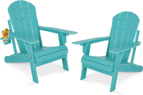 Vista 9 de Lepdep Silla plegable Adirondack moderna ajustable de plástico para exteriores, resistente a la intemperie, 3 posiciones con soporte para tazas