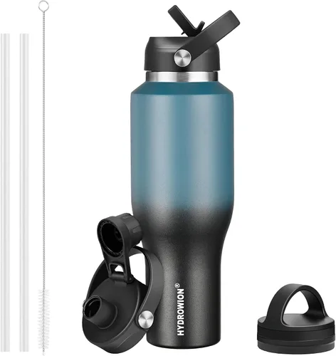 Vista 47 de HYDROWION Botella de agua aislada de 32 onzas, soporte para botella de agua para automóvil, botella de viaje aislada al vacío de doble pared
