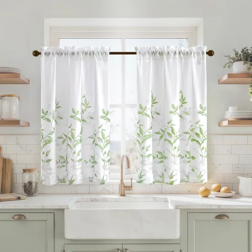 Vista 12 de HOMEIDEAS Cortinas traslúcidas de privacidad gris claro y blanco, 52 x 96 Hojas-gris claro