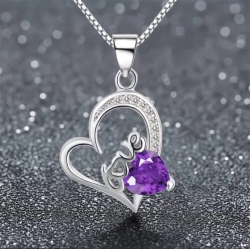 Vista 7 de NUIE - Collar con colgante de plata de ley 925 con forma de corazón y cristal rosa para el día de San Valentín cumpleaños regalo