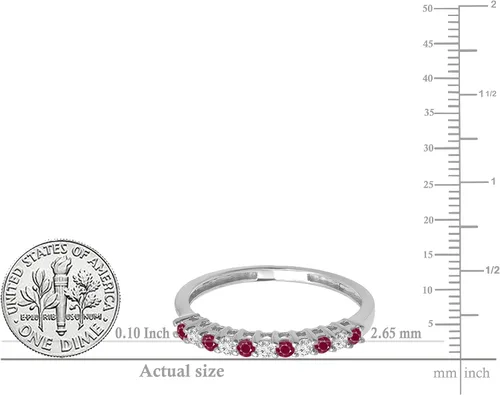 Vista 5 de Dazzlingrock Collection Banda alternativa de piedras preciosas y diamantes redondos para mujer en oro
