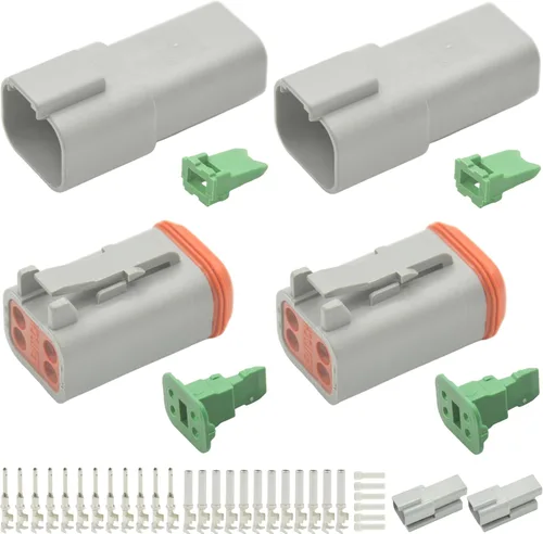Vista 11 de Deutsch - Kit de conectores de 215 piezas, 12 juegos de 2, 3, 4, 6, 8, 12 pines con tamaño 16 contactos estampados, 14-20AWG Serie DT sellados