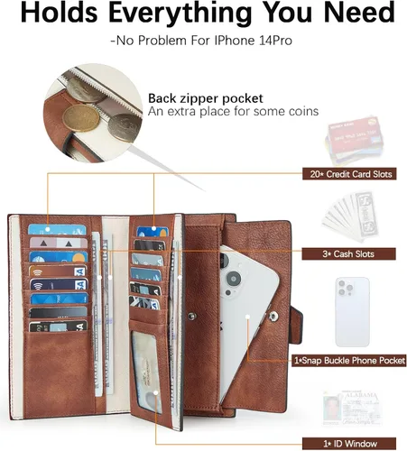 Vista 6 de BOSTANTEN Billeteras de cuero para mujer, paquete RFID, bolsos de cuero para mujer, Cartera RFID
