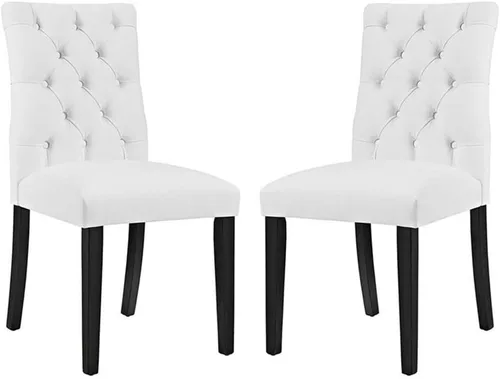 Vista 5 de Modway MO- Duchess - Silla de comedor tapizada de piel sintética con botones capitoné, color negro