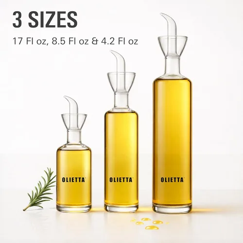 Vista 7 de Olietta Dispensador de Aceite de Oliva Botella de Vidrio Borosilicato - 4.2 oz 125ml Dispensador Antigoteo - Vertedor a Prueba de Fugas Rociador