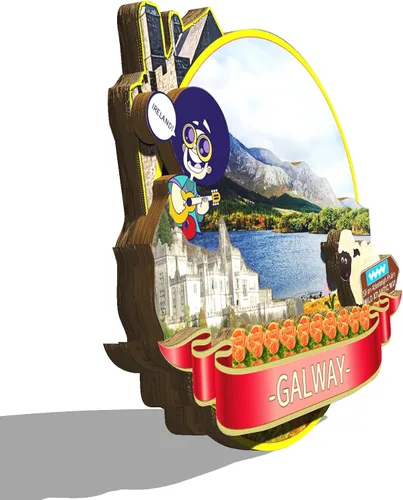 Vista 2 de Imán de Irlanda Galway para nevera de madera 3D, monumentos de viaje, coleccionables, recuerdos, decoración hecha a mano