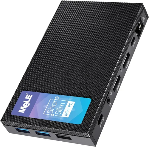 Vista 9 de MeLE Quieter3C Mini PC sin ventilador, Celeron N5100, 8 GB de RAM, 256 GB de almacenamiento USB-C de función completa, WiFi 5, soporte de pantalla