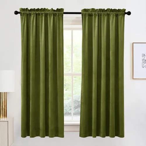 Vista 106 de RYB HOME Cortinas opacas de terciopelo para dormitorio, aislamiento térmico, privacidad, luz solar, bloqueo de calor, cortinas lujosas con bolsillo