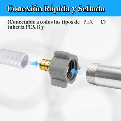 Vista 5 de WiseWater Juego de 4 adaptadores giratorios PEX de 1/2" x 1/2" FNPT para agua potable, accesorios de latón DZR sin plomo con anillos de crimpado