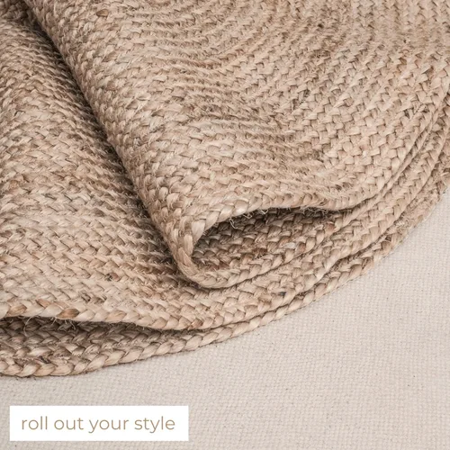 Vista 5 de RAJRANG Alfombra de yute natural de 2 x 3 pies, ovalada, reversible, para dormitorio, cocina, sala de estar