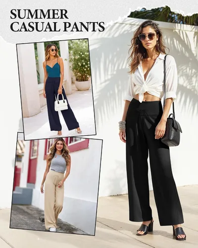 Vista 4 de ZOOSIXX - Pantalones de pijama suaves para mujer, pierna ancha, cómodos, informales, para descansar, yoga, pantalones capri de 22-30 pulgadas