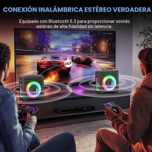 Vista 3 de Máquina de karaoke, altavoz portátil Bluetooth 5.3 con 2 micrófonos inalámbricos para adultos, sistema PA con corrección de tono y ajuste de eco