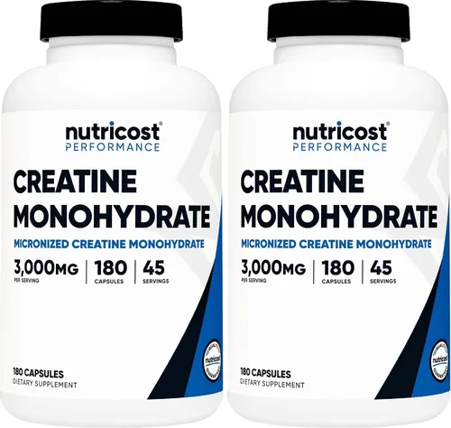 Vista 7 de Nutricost Monohidrato de creatina 3,000 mg, 180 cápsulas (750 mg por cápsula) Sin gluten, sin OMG