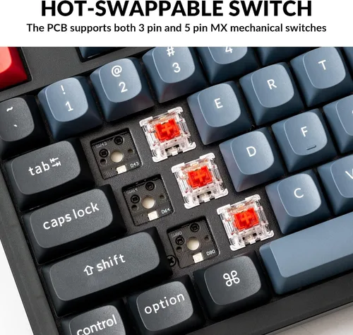 Vista 2 de Keychron Teclado mecánico personalizado V6, macro programable QMKVIA de tamaño completo con teclado intercambiable en caliente K Pro interruptor