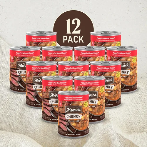 Vista 3 de Merrick - Comida húmeda para perros (12 unidades), Sin frijoles gruesos., Pappy's Pot - Cena para asar