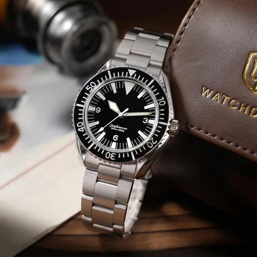 Vista 3 de watchdives WD1967Q Japón VH31 Reloj de buceo para hombre, con movimiento de cuarzo, 1.49 pulgadas, sombrero superior, burbuja, reloj de pulsera