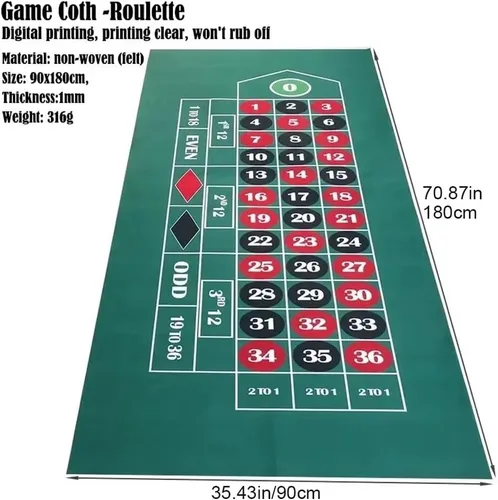 Vista 7 de Alfombrilla de diseño de ruleta de 70.9 x 35.4 in, portátil, para juegos de ruleta
