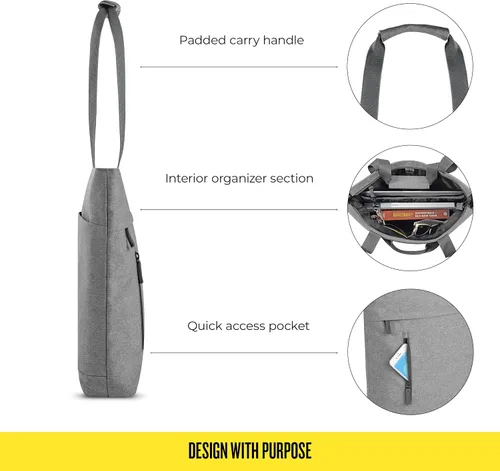 Vista 2 de Solo New York Bolso tote para mujer, bolso profesional para el trabajo y los viajes, bolso para laptop con compartimento acolchado, bolsillo frontal