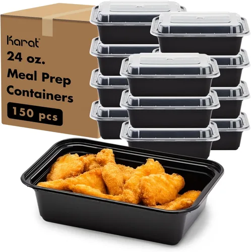 Vista 12 de Karat Contenedores de preparación de comidas [12 oz - 150 unidades] Contenedores reutilizables y desechables para llevar con tapas - Cajas Bento