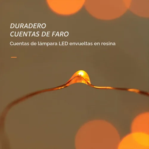 Vista 3 de Ariceleo Mini guirnalda de luces de Halloween que funcionan con pilas, 1 paquete de luces nocturnas de alambre de cobre, 3 luces AAA para Naranja