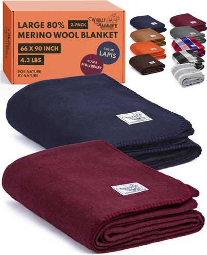Vista 20 de Woolly Mammoth Woolen Company Manta de Lana - 66 x 90 pulgadas, Corteza, 80% Lana Merino - Mantas de Campamento para Clima Frío - Durabilidad