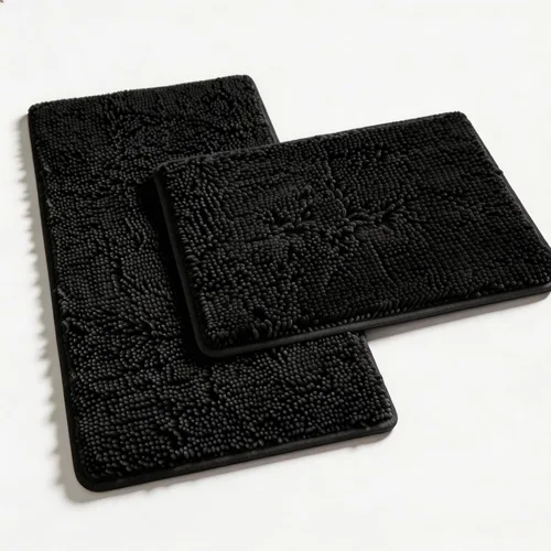 Vista 17 de Juegos de Alfombras de Baño de 2 Piezas de Chenilla Suave Antideslizantes Alfombras de Baño Absorbentes Peludas, Alfombra de Bañera, Alfombras Gris
