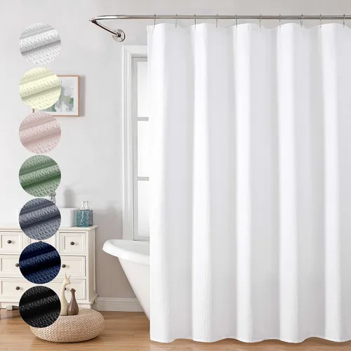 Vista 53 de OVZME Cortina de ducha de tela Berry Stall de 36 x 72 pulgadas, suave y gofre, pequeña cortina de ducha negra para baño con textura para un
