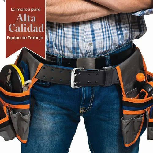 Vista 7 de Style n Craft Cinturón de trabajo de cuero de grano completo cónico de 3 pulgadas de ancho, resistente y duradero, negro (75437)