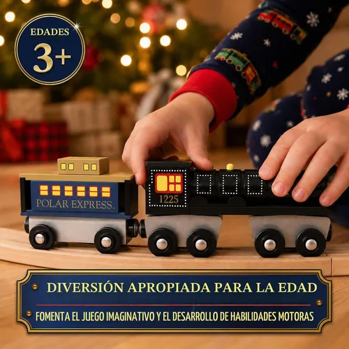 Vista 7 de MasterPieces The Polar Express Train – Juego de Motor y Furgón de Cola de Madera Edición de Coleccionista de 2 Piezas – Conexión Magnética