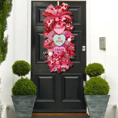 Vista 2 de 4 rollos de cinta de malla decorativa para decoración de coronas, 10 pulgadas x 30 pies, rollo de malla decorativa de San Valentín, suministros
