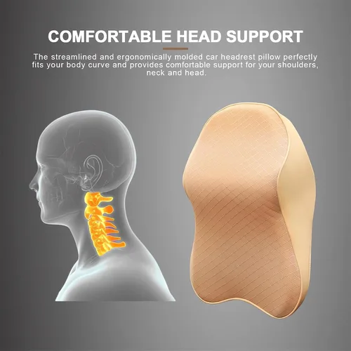 Vista 3 de Cojines para reposacabezas de asiento de automóvil, almohada ergonómica de espuma viscoelástica 3D para el cuello del auto con funda extraíble