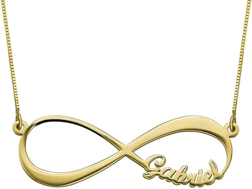Vista 2 de MYKA - Collar con dije de infinito personalizado con nombre para parejas, joyería de amor eterno con 1 o 2 nombres, plata de ley, chapado en oro
