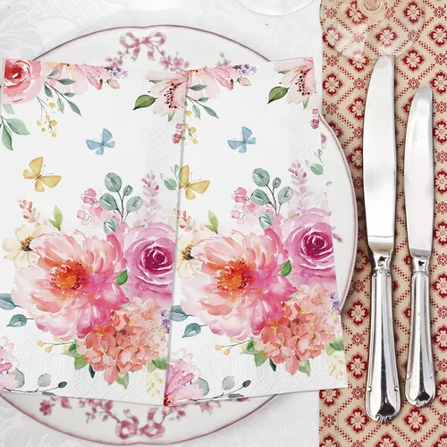 Vista 6 de Tatuo 100 servilletas florales de 3 capas de acuarela para cena, servilletas de papel desechables decorativas para bodas, cumpleaños, baby shower