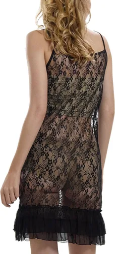 Vista 3 de Melody Shop LEV Seethrough Babydoll Slip de encaje con volantes