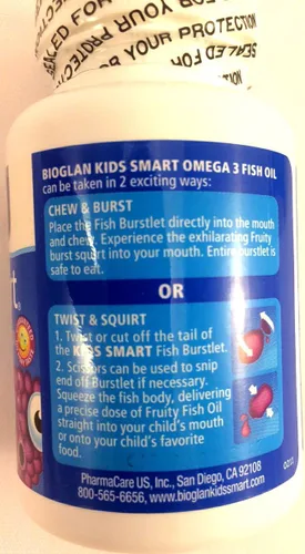 Vista 2 de BioGlan Kids Smart Hi DHA Omega-3 Aceite de pescado 30 ea, Burstlets masticables, bayas, paquete de 2
