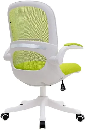 Vista 4 de Silla de oficina de malla con respaldo medio, ergonómica, giratoria, silla de computadora de malla negra con lumbar de altura ajustable (E)