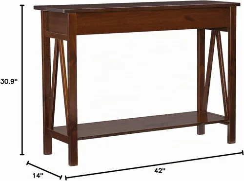 Vista 17 de Mesa de consola Linon, modelo Titian, en color tabaco antiguo