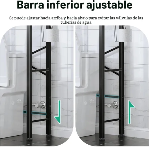 Vista 7 de Kalrin Over The Toilet Storage with X Shape Side Guardrail, 3-Tier Over Toilet Storage Rack with Drain Basket, Freestanding Bathroom Organizer for