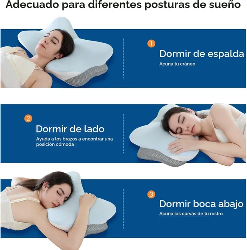 Vista 7 de Almohada Cervical Ergonómica para Soporte del Cuello, Almohadas Ortopédicas de Contorno de Espuma Viscoelástica para Dormir de Lado con Doble