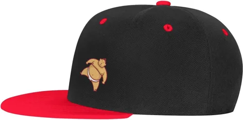 Vista 9 de Japanese Sumo Adult Flat Brim Contrast Hip Hop Hat Flat Brim Baseball Adjustable Snapback Trucker Cap