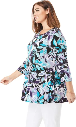 Vista 5 de Jessica London Camisa larga holgada de manga 34 para mujer, talla grande