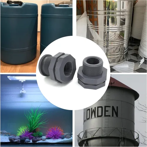 Vista 8 de Conector de tanque de agua de PVC de 1/2 pulgada, paquete de 2 Adaptador de montaje con enchufes, para barriles de lluvia, para acuarios