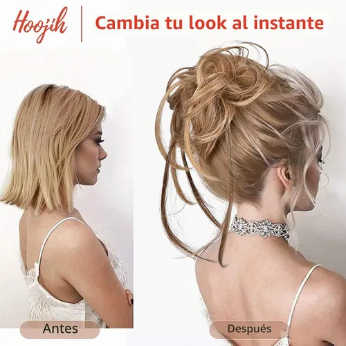 Vista 2 de HOOJIH Pieza de pelo desordenado de moño – Extensiones superlargas despeinadas, cola de caballo ondulada con banda elástica para mujeres y niñas