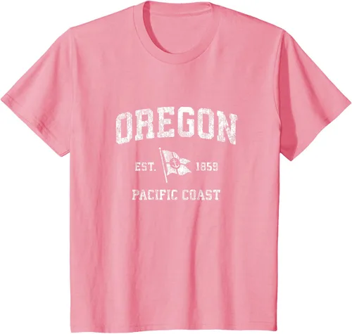 Vista 67 de Oregon Vintage barco ancla bandera diseño de West Coast Retro Tee, hombre S, Arándano