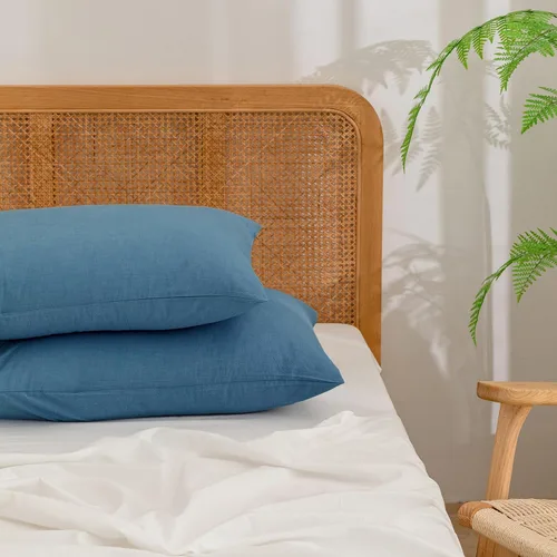 Vista 49 de BESTOUCH 100% Algodón Lavado Funda de Almohada para Cabello y Piel, Sensación de Lino, Suave, Cómoda, Transpirable, Juego de 2 Fundas de Almohada