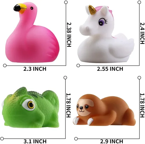 Vista 6 de Juguete de baño sin agujeros, paquete de 12 animales iluminados, juguetes de bañera de color intermitente para niños pequeños, piscina, fiesta
