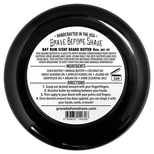 Vista 4 de Grave Before Shave Bay Rum - Mantequilla para barba, envase de 113 g