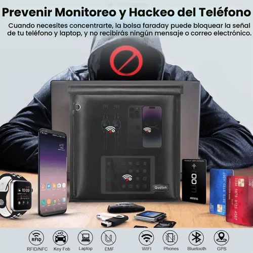 Vista 6 de Bolsas Faraday grandes a prueba de EMP, bolsa Faraday para tableta, bolsa Faraday, evita piratería, seguimiento y NFC/WiFi/Bluetooth para teléfonos