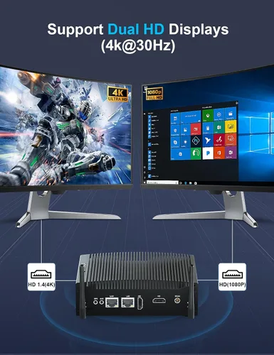Vista 5 de Baieyu Mini PC industrial sin ventilador equipado con Core i5-8260U 16GB RAM DDR4 256GB SSD PC industrial Windows 11 Pro/Linux Mini PC industrial 2