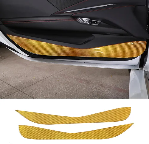 Vista 8 de Cubierta de protección contra patadas para puerta, protector de panel compatible con Corvette C8 Z06 2020-2025, decoración de fibra de carbono